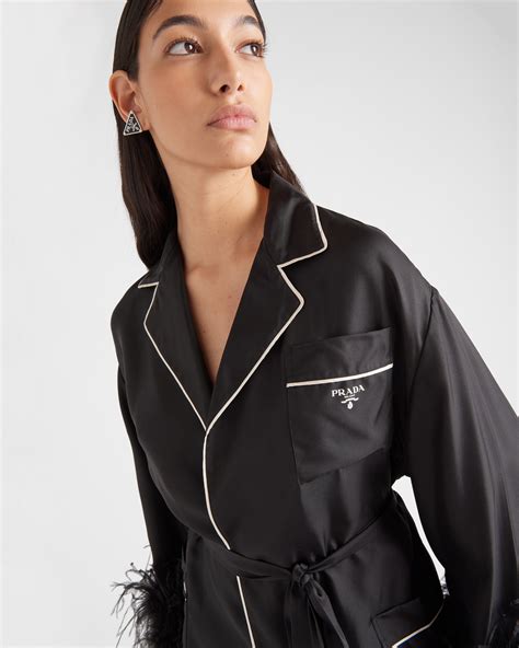 robe prada transparente|Black Silk Twill Robe .